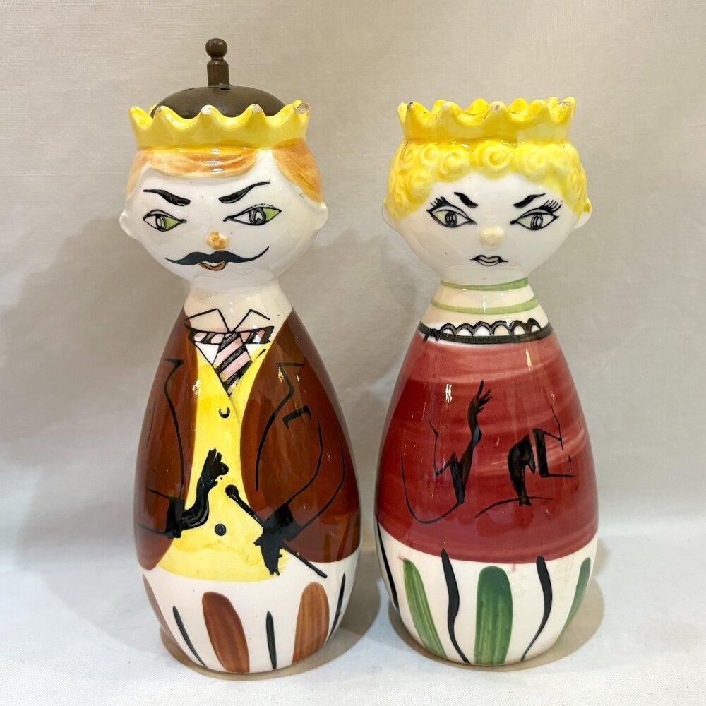 VTG Tilso Ceramic King and Queen Salt and Pepper Shakers Set Japan AS IS